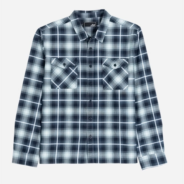 Navy blue checkered long-sleeve shirt
