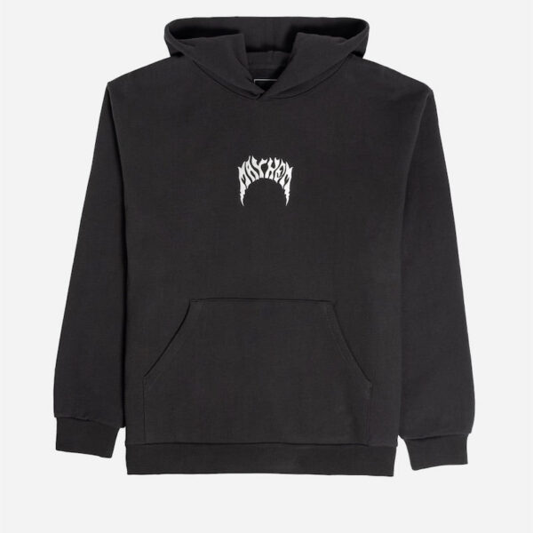 Black hoodie with white graphic design