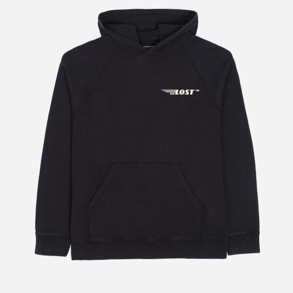 Black hoodie with white logo