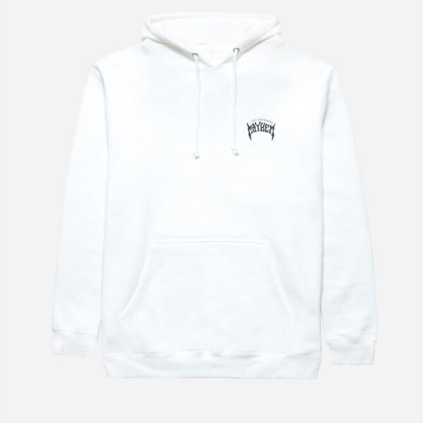 White hoodie with small logo design