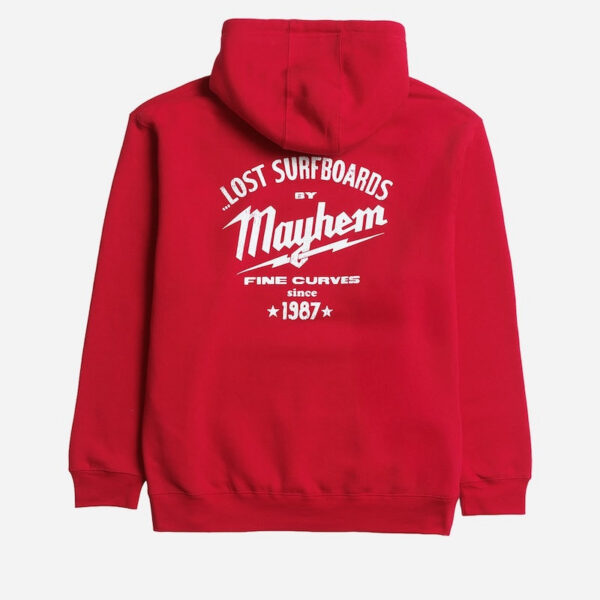 Back view of red hoodie design