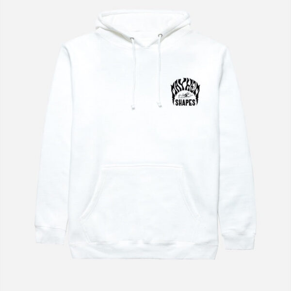 White hoodie with black graphic logo