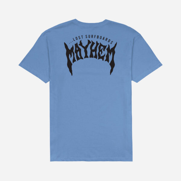 Back view of printed blue shirt
