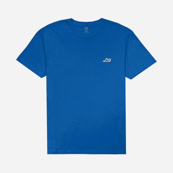 Blue t-shirt with small embroidered logo