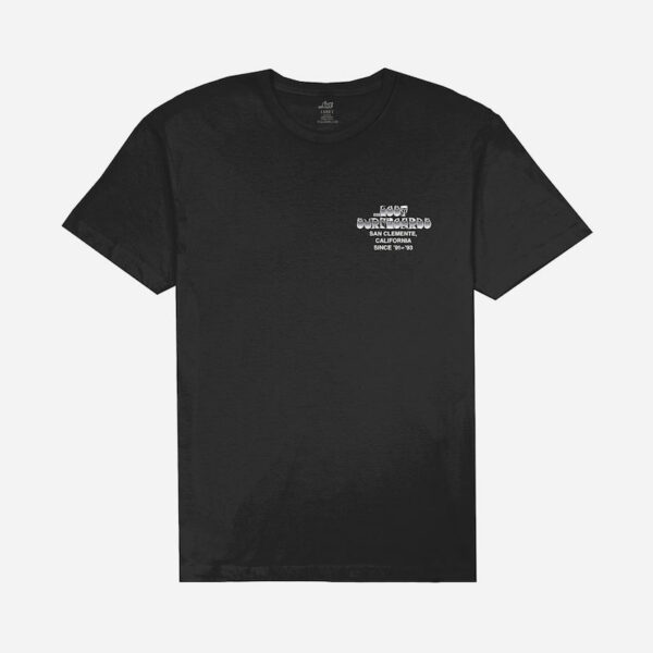 Simple black tee with small white print