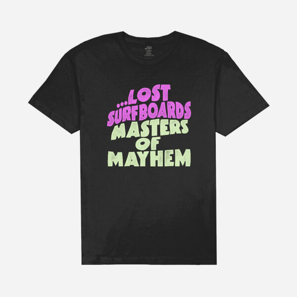 Surf-themed graphic T-shirt in black.
