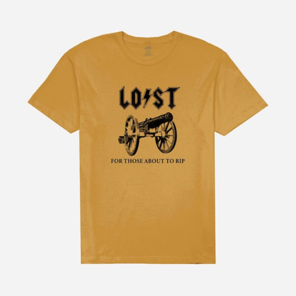 Yellow t-shirt with cannon graphic
