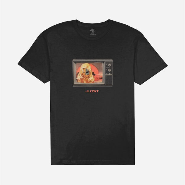 Vintage TV print on black shirt