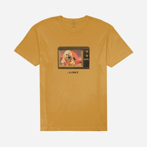 Mustard tee with retro television print
