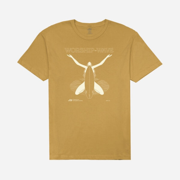 Yellow t-shirt with surfing graphic