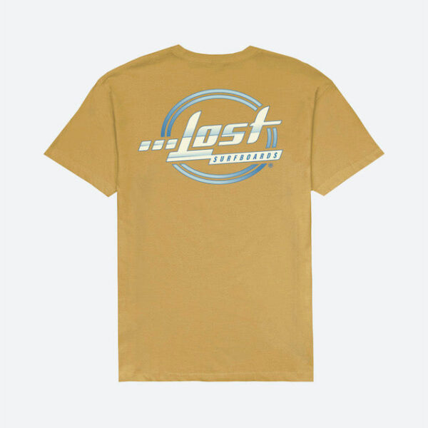 Beige tee featuring Lost surfboards graphic