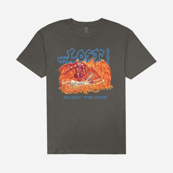 Gray t-shirt with colorful graphic design