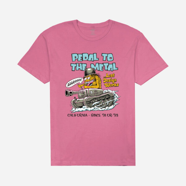 Pink t-shirt with cartoon graphic design