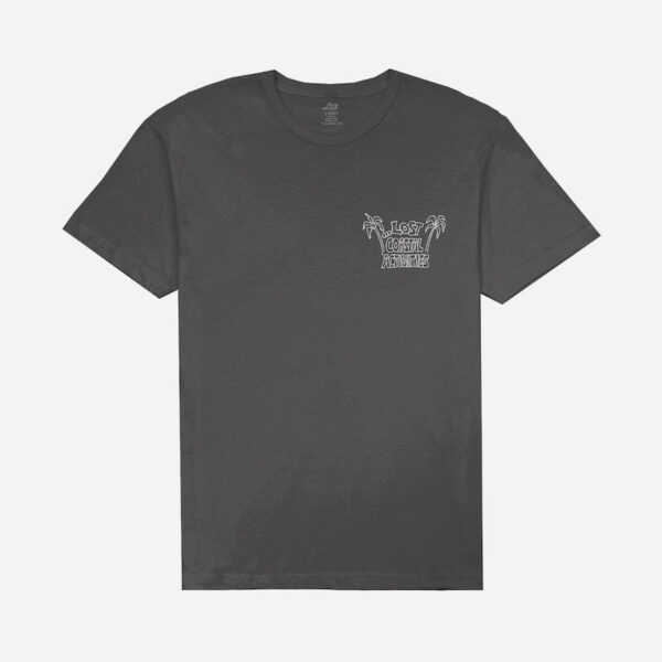 Black T-shirt with white graphic design