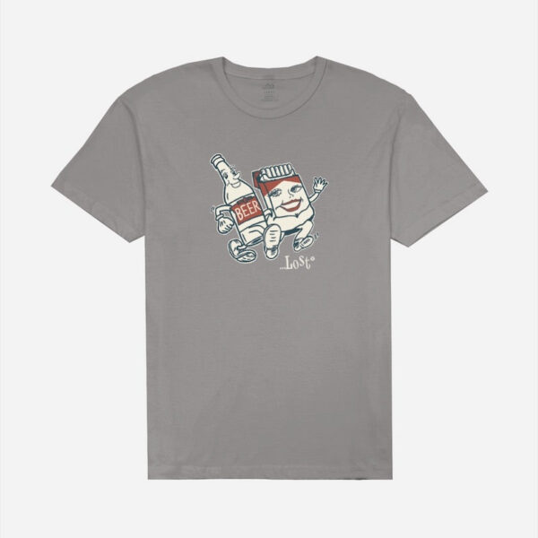 Gray t-shirt with cartoon beer design