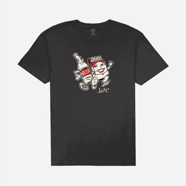 Black t-shirt with beer cartoon design
