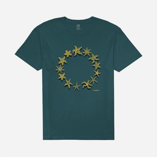 Teal t-shirt with starfish circle
