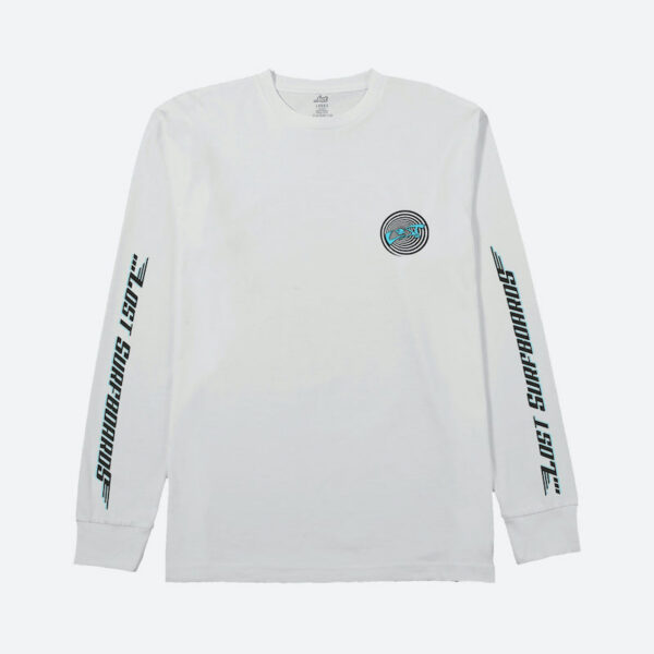 Minimalist white tee with text sleeves