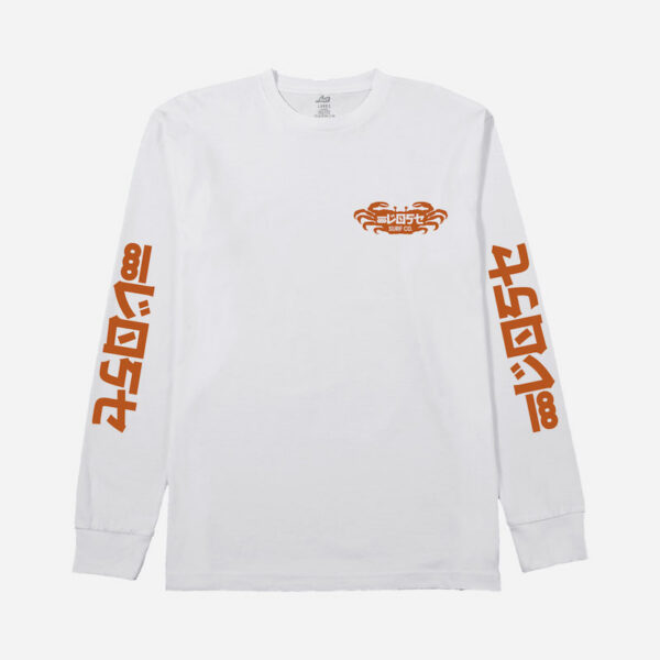 Graphic tee with orange sleeve designs