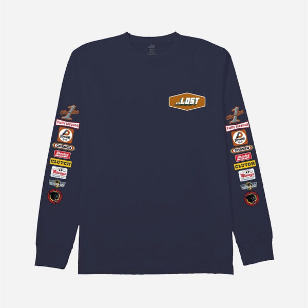 Navy shirt with sleeve patches