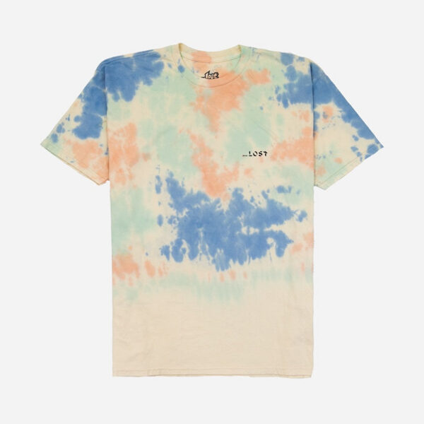 Pastel tie-dye shirt on white background