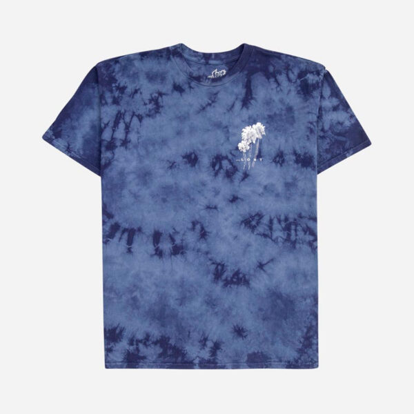 Blue tie-dye t-shirt with floral design