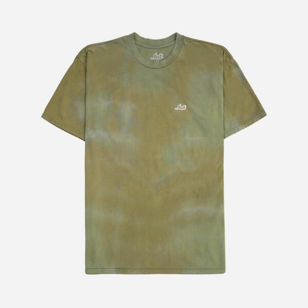 Casual olive T-shirt with subtle tie-dye pattern