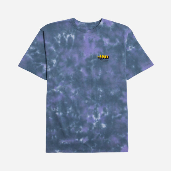 Purple tie-dye t-shirt with logo