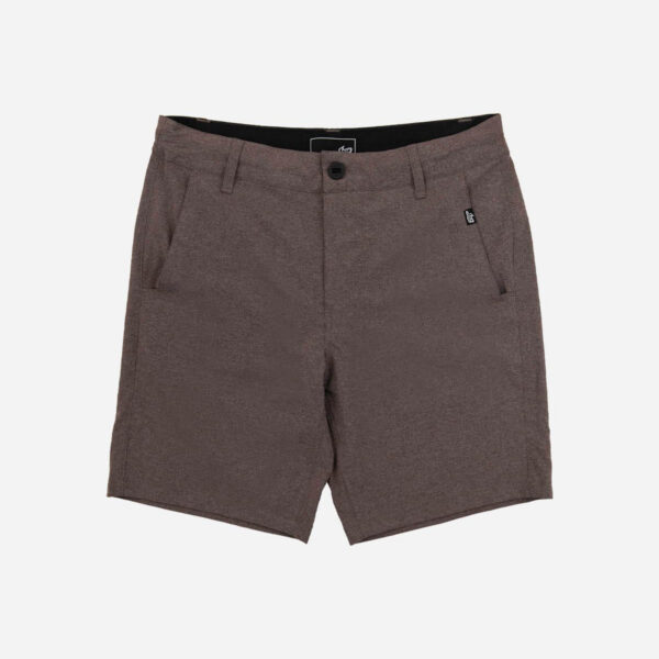 Gray casual men's shorts on white background.