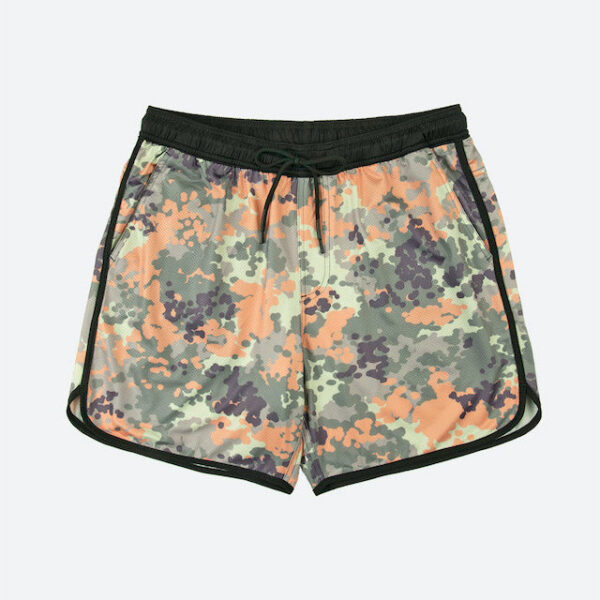 Camo athletic shorts with black trim