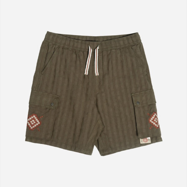 Green cargo shorts with drawstring