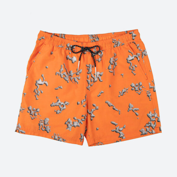 Bright orange shorts with gray design