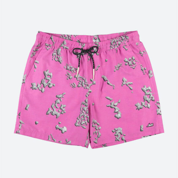 Pink shorts with abstract gray pattern