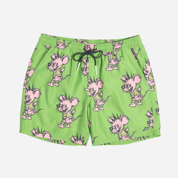 Stylish green shorts featuring mice design