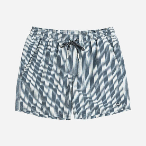 Striped men's swim shorts with drawstring