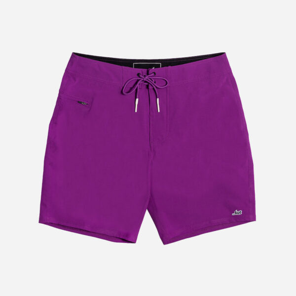 Purple swim shorts with drawstring