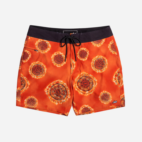 Vibrant swim trunks with mandala design