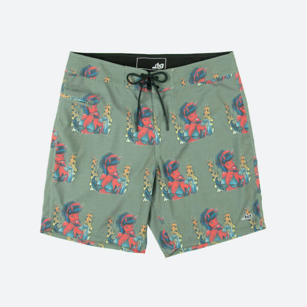 Colorful patterned shorts with drawstring