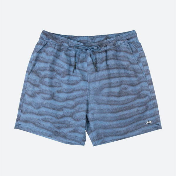Blue patterned shorts with drawstring