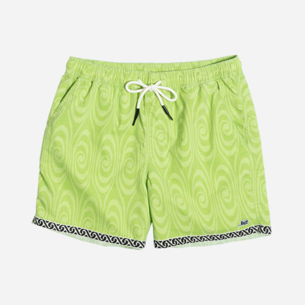 Green swirl pattern swim shorts