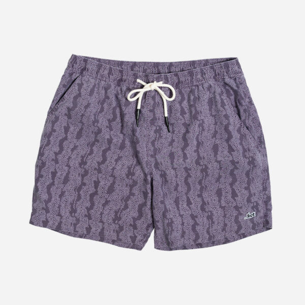 Purple patterned shorts with drawstring