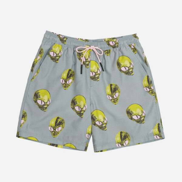 Fun alien-themed beach shorts