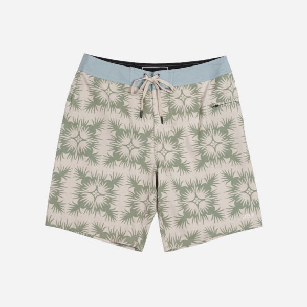 Patterned beach shorts with blue waistband