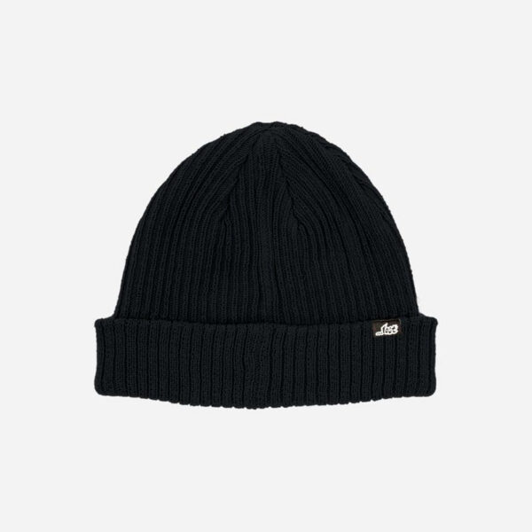 Black knit beanie with folded brim