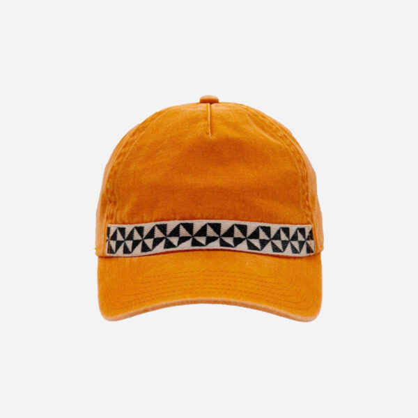 Orange cap with geometric band design