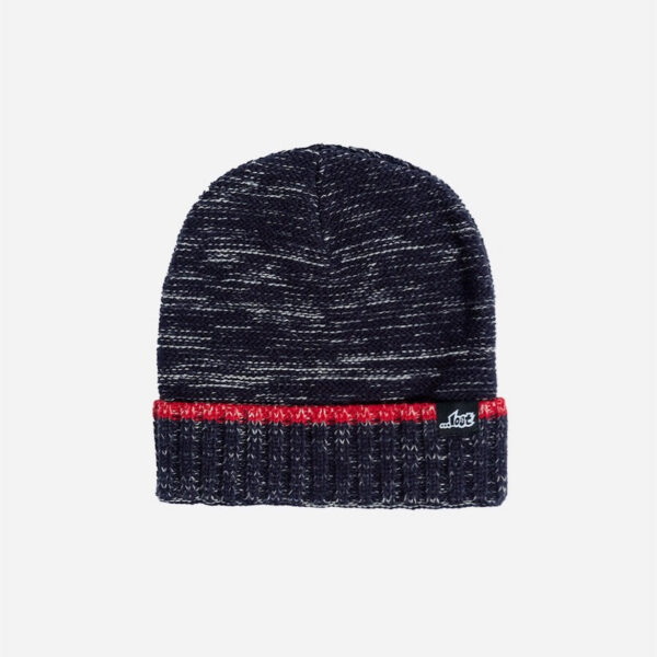 Dark beanie with red stripe