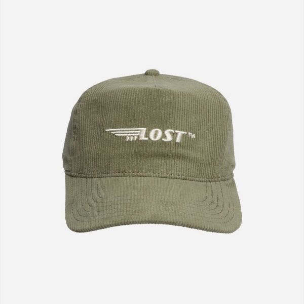 Green cap with embroidered "LOST" design