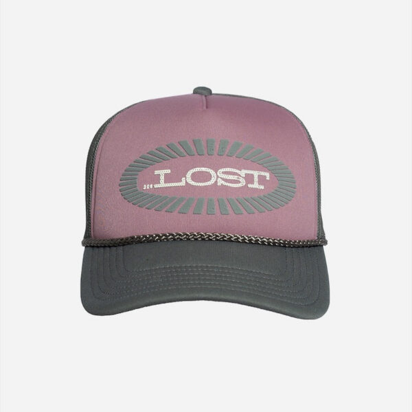 Stylish "Lost" hat in purple and grey