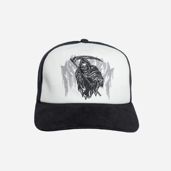 Grim reaper embroidered on mesh cap