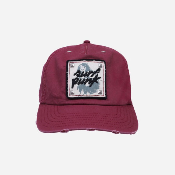 Maroon cap with surf punk patch